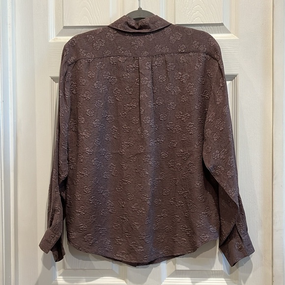 Vintage FIELD MANOR 100% Silk Floral Button Down Blouse - Picture 4 of 7